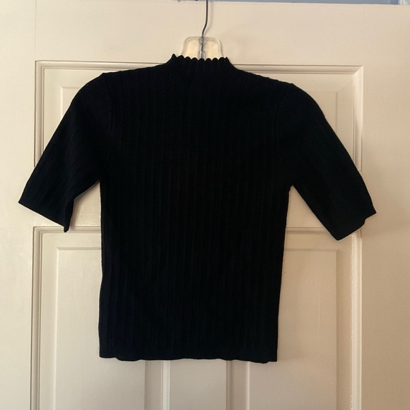 Madewell Pointelle-Stitch Mockneck Sweater Tee Abyss Black Size XXS 2XS NWT - Picture 9 of 11